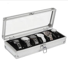 Aluminum Watch Display Box with 6 Compartments exhibition case watch show case